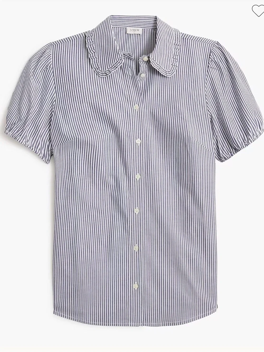 J. Crew Striped puff-sleeve ruffle-collar top - Blue & White